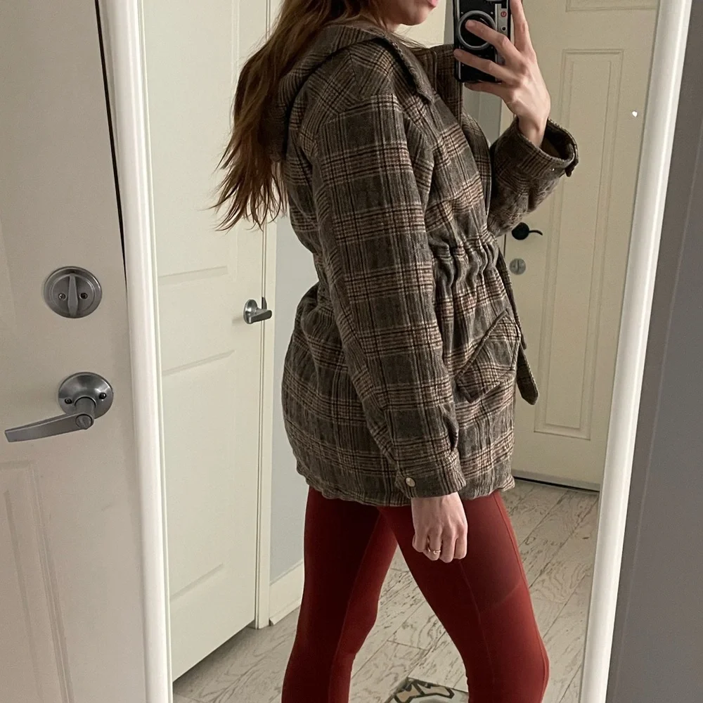 ba&sh Cox Marron Lady Coat Hooded Size 2 Us 8 Plaid Belted Wool blend - Picture 6 of 13